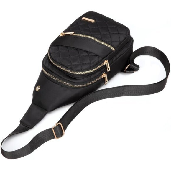 New Black Small Sling Backpack Chest Daypack Crossbody Bag for Women and Men main image 5